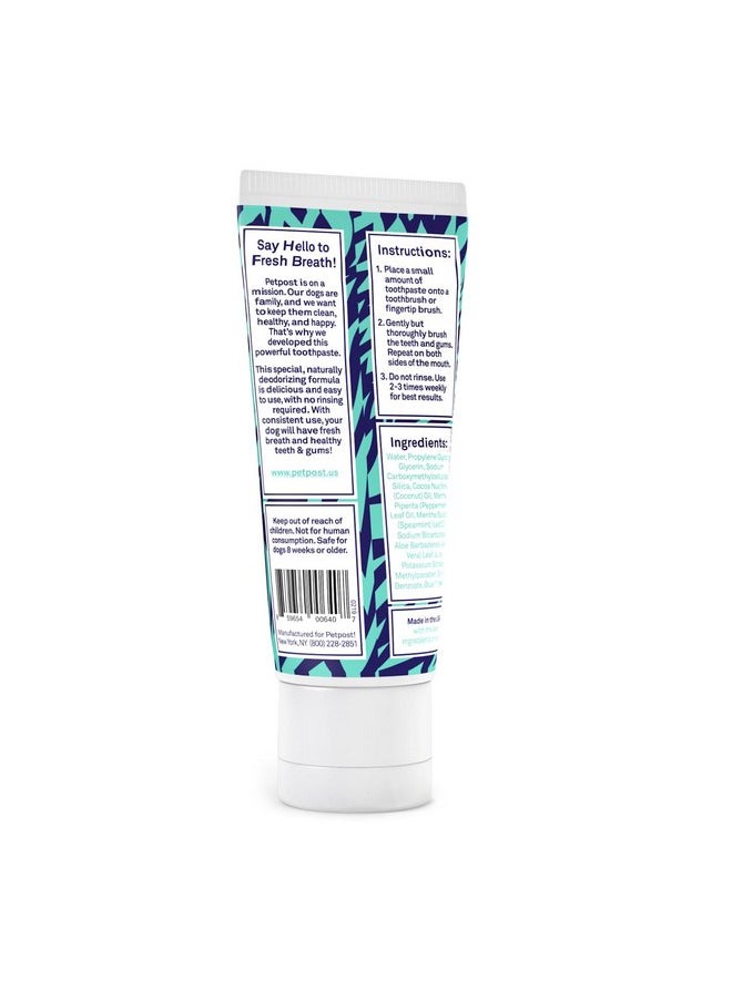 Petpost | Toothpaste for Dogs - Coconut Oil and Baking Soda Based Dental Gel That Naturally Eliminates Bad Breath - Dirt, Gunk, and Tooth Buildup Gone - Mint Flavor 4 oz.