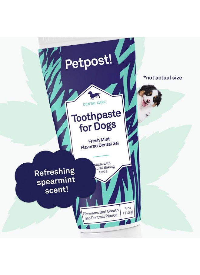 Petpost | Toothpaste for Dogs - Coconut Oil and Baking Soda Based Dental Gel That Naturally Eliminates Bad Breath - Dirt, Gunk, and Tooth Buildup Gone - Mint Flavor 4 oz.
