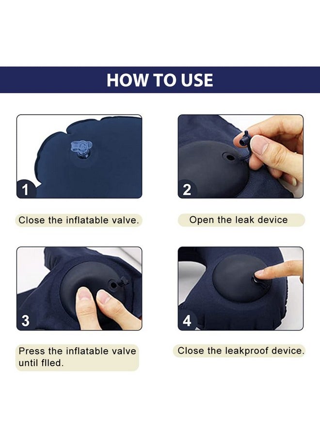 Palay Inflatable Travel Pillow, Compact Portable Head And Neck Support Pillows In Flight, Self Pump Up, Adjustable U Shaped Ultralight Neck Support Pillow - Foam, Blue