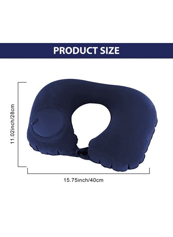 Palay Inflatable Travel Pillow, Compact Portable Head And Neck Support Pillows In Flight, Self Pump Up, Adjustable U Shaped Ultralight Neck Support Pillow - Foam, Blue