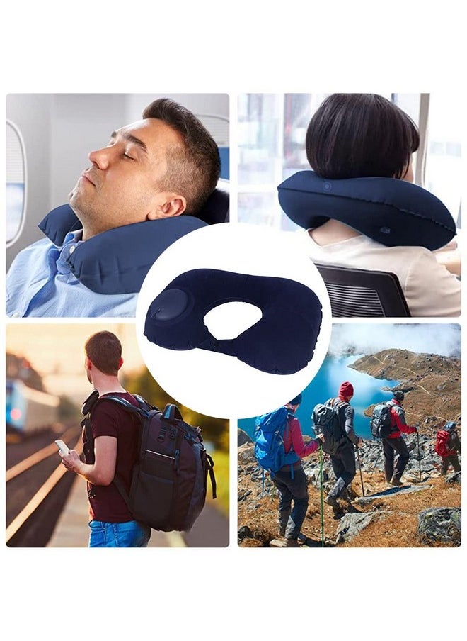 Palay Inflatable Travel Pillow, Compact Portable Head And Neck Support Pillows In Flight, Self Pump Up, Adjustable U Shaped Ultralight Neck Support Pillow - Foam, Blue