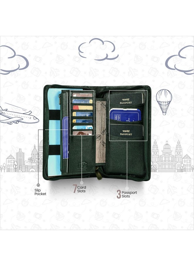 HAMMONDS FLYCATCHER Genuine Leather Passport Cover, Passport Holder for Men and Women - Travel Accessories Document Organizer, RFID Protected Passport Wallet with Card Slots for Trips - Green