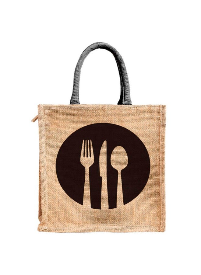 Kuber Industries Shopping Bag|Jute Eco-Friendly & Reusable Grocery Bag|Hand Bag with Zip & Handle for Daily Use|13x12 inch (Brown)