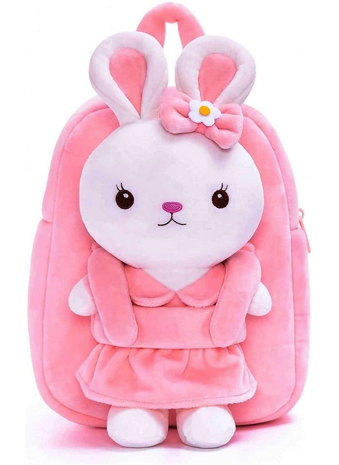 Frantic Kids Soft Animal Cartoon Travelling School Bag Soft Plush Standard Backpack Boys Girls Baby For 2 To 5 Years Baby/Boys/Girls Nursery,Preschool,Picnic(Fullbodypink Rabbit) Full Size,10 Liter