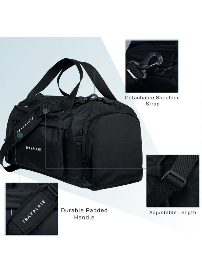 TRAVALATE Travel Duffle Luggage Bag Organizer | Multi Pocket Ultra-Light| Polyester 45 Lt| Men And Women | 21 X 09 X 11 Inch |Black, 22.86 Cm
