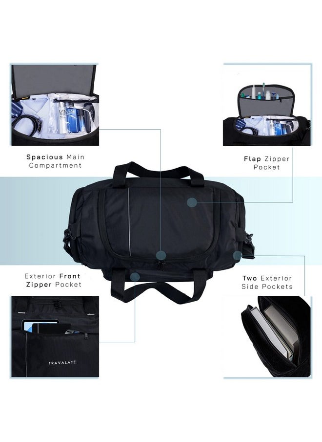 TRAVALATE Travel Duffle Luggage Bag Organizer | Multi Pocket Ultra-Light| Polyester 45 Lt| Men And Women | 21 X 09 X 11 Inch |Black, 22.86 Cm