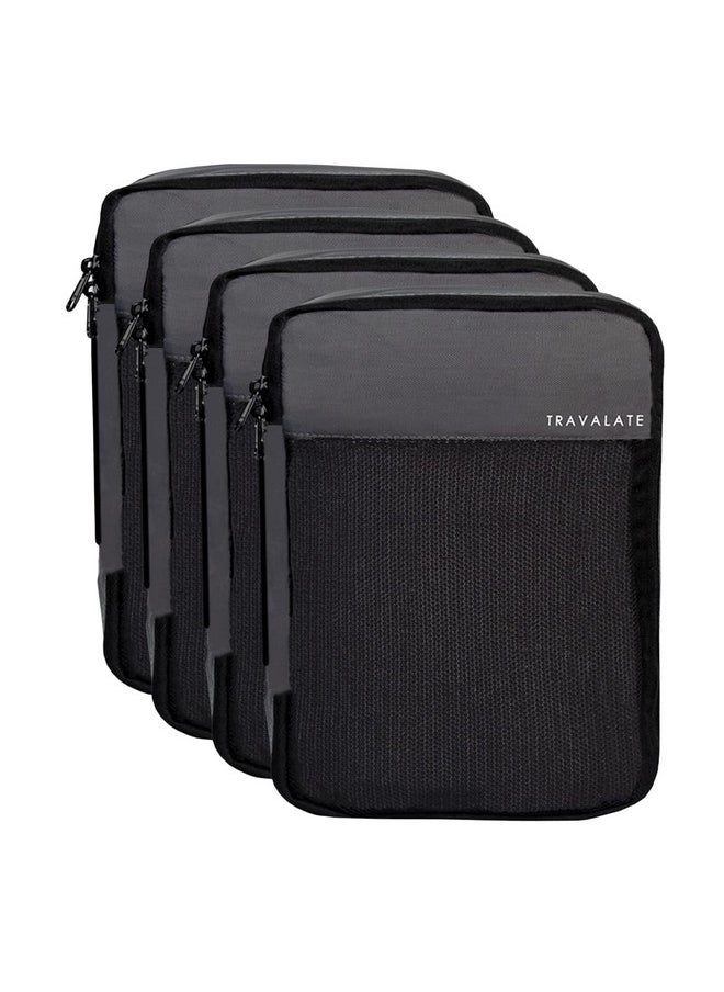 TRAVALATE Metal 4 Set Packing Cubes Travel Luggage Packing Clothes And Undergarment Organizer Bags Set For Men And Women,Grey