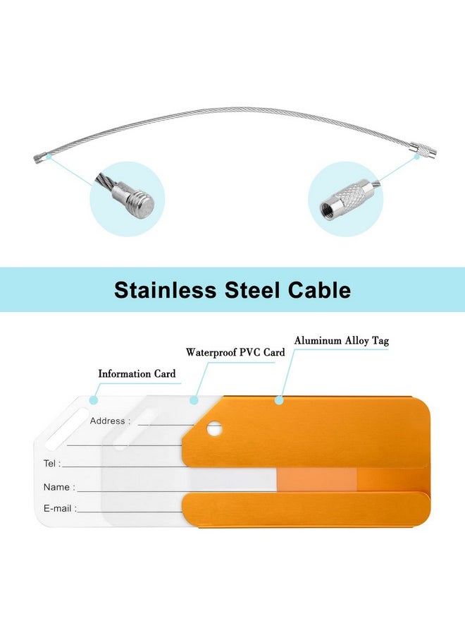 PALAY® 6 Pcs Luggage Tags Aluminium Alloy Suitcase Tags Luggage Labels for Suitcases with Steel Loop 6 Colors Travel Tags for Baggage Identity ID Labels