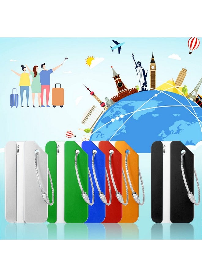 PALAY® 6 Pcs Luggage Tags Aluminium Alloy Suitcase Tags Luggage Labels for Suitcases with Steel Loop 6 Colors Travel Tags for Baggage Identity ID Labels