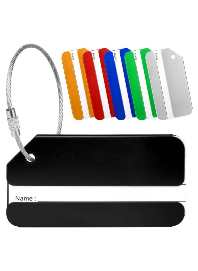 PALAY® 6 Pcs Luggage Tags Aluminium Alloy Suitcase Tags Luggage Labels for Suitcases with Steel Loop 6 Colors Travel Tags for Baggage Identity ID Labels