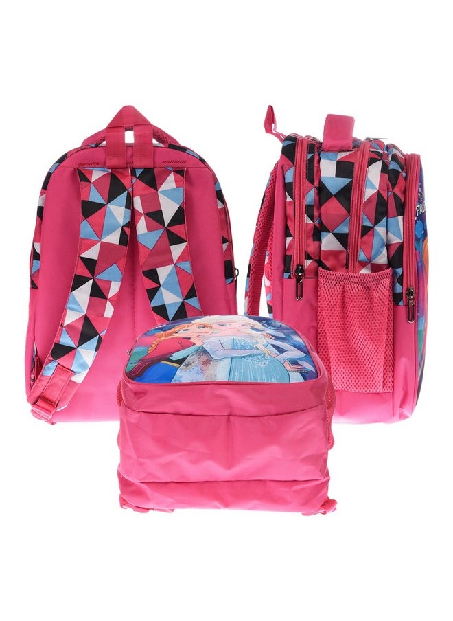 Kuber Industries School Bag For Girls, Boys|Disney Frozen Print Kids School Bag|3 Compartment With Durable Zip (Pink)