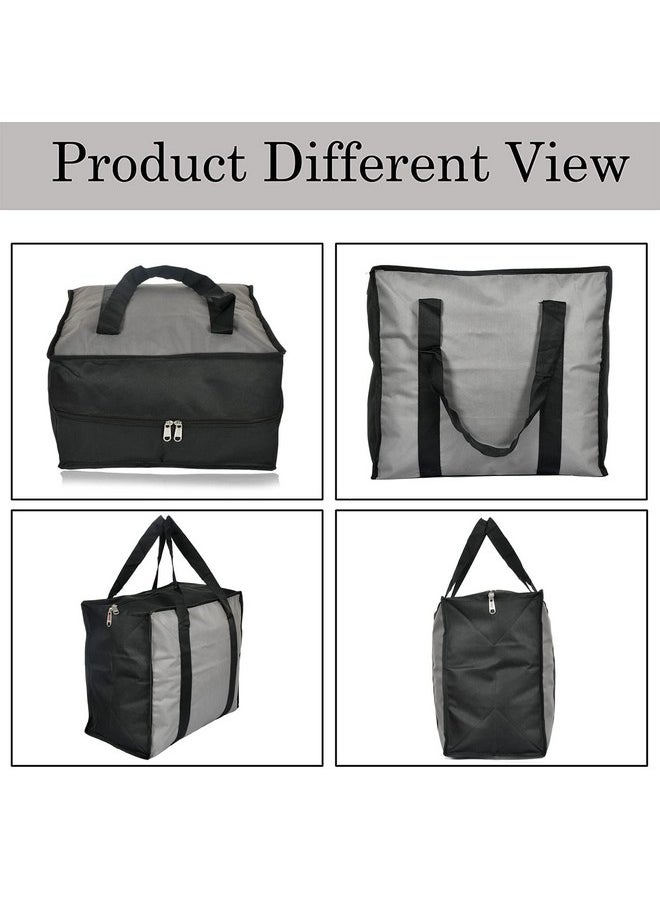 Kuber Industries Rexine Shopping Bags/Grocery Bag for Carry Grocery, Fruits, Vegetable with Handles (Grey) 54KM4017