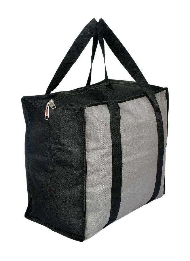Kuber Industries Rexine Shopping Bags/Grocery Bag for Carry Grocery, Fruits, Vegetable with Handles (Grey) 54KM4017