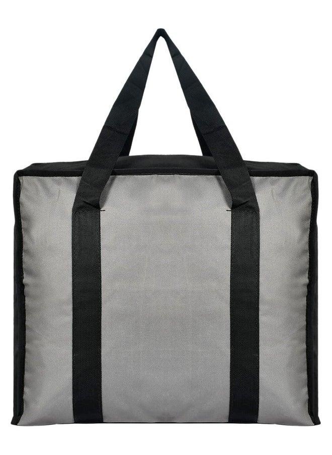 Kuber Industries Rexine Shopping Bags/Grocery Bag for Carry Grocery, Fruits, Vegetable with Handles (Grey) 54KM4017