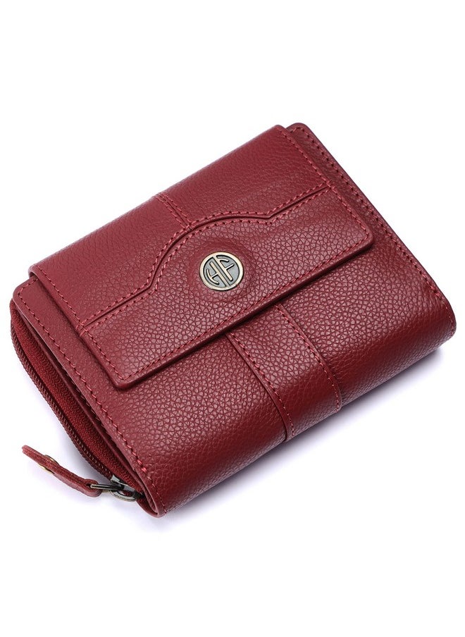 HAMMONDS FLYCATCHER Wallet for Women - Genuine Leather Ladies Wallet - Berry Red - 14 Card Slots - RFID Protection - 3 ID Card Slots - Women's Wallet - Button Closure - Daily Use, Women Money Purse