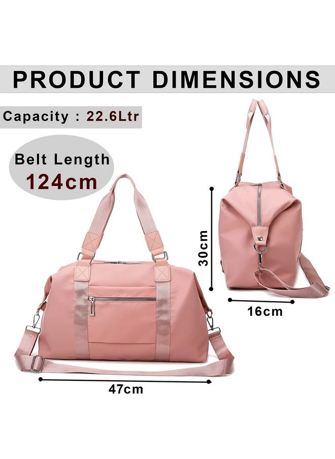 Storite Nylon 47 Cm Travel Duffle Bag, Sports Shoulder Bag for Women with Wet Pocket Weekender Overnight Luggage Bag - (Pink, 47 x 16 x 30 Cm)