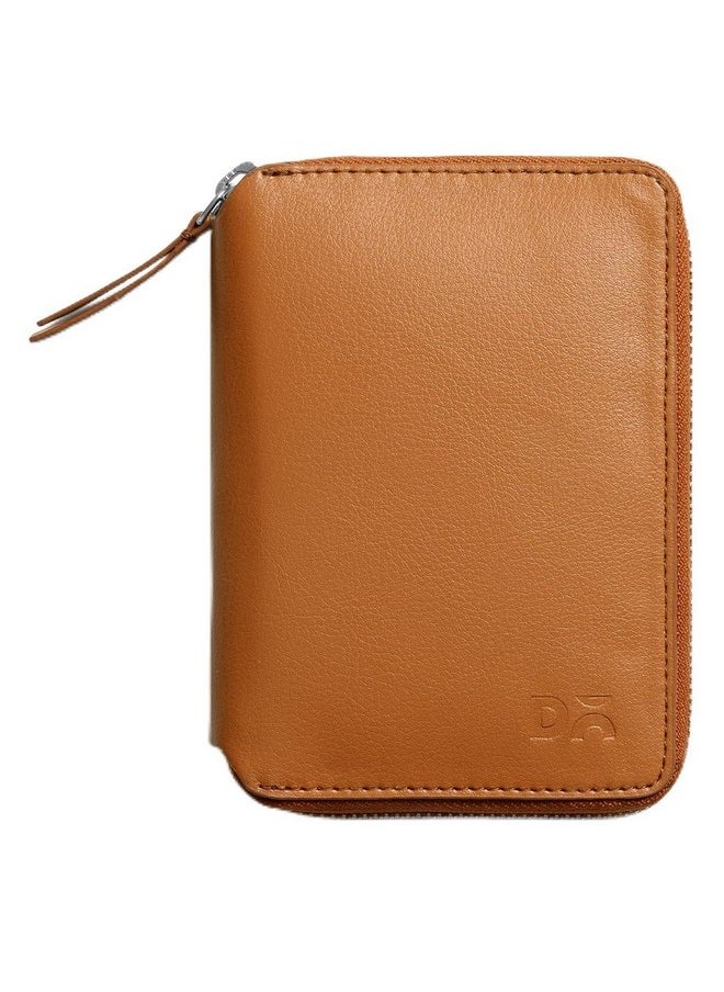 DailyObjects Check-In Travel Passport Wallet Cover for Men and Women | Passport Cover with Zip Around Closure made of Vegan Leather | Passport Holder with Credit Debit Card Slots - Tan