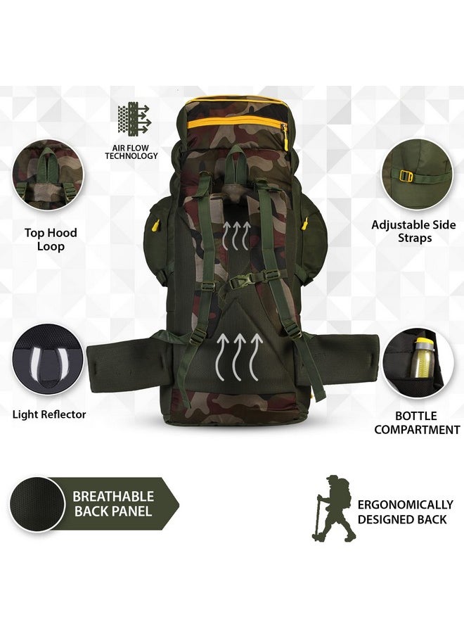 Impulse Rucksack Bags 75 Litres Large Size Travel Bag For Men Tourist Bag For Travel Backpack For Hiking Trekking Bag For Men Camping Banyan Camo Bag With 1 Year Warranty