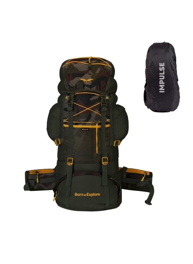 Impulse Rucksack Bags 75 Litres Large Size Travel Bag For Men Tourist Bag For Travel Backpack For Hiking Trekking Bag For Men Camping Banyan Camo Bag With 1 Year Warranty