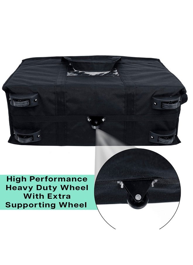 Storite Nylon 70 Cm Large Travel Duffle Bag Luggage Storage Trolley Bag Luggage Bag for Travel with Five Wheels & Front Transparent Pocket (Black, 70 x 27.5 x 45 cm)