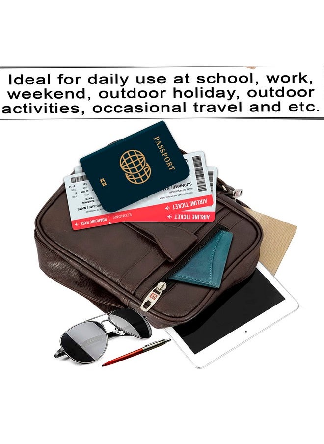 Storite Stylish PU Leather Padded Sling Cross Body Travel Office Business Messenger One Side Shoulder Bag for Men Women (Brown - 25 x 20 x 7 Cm)