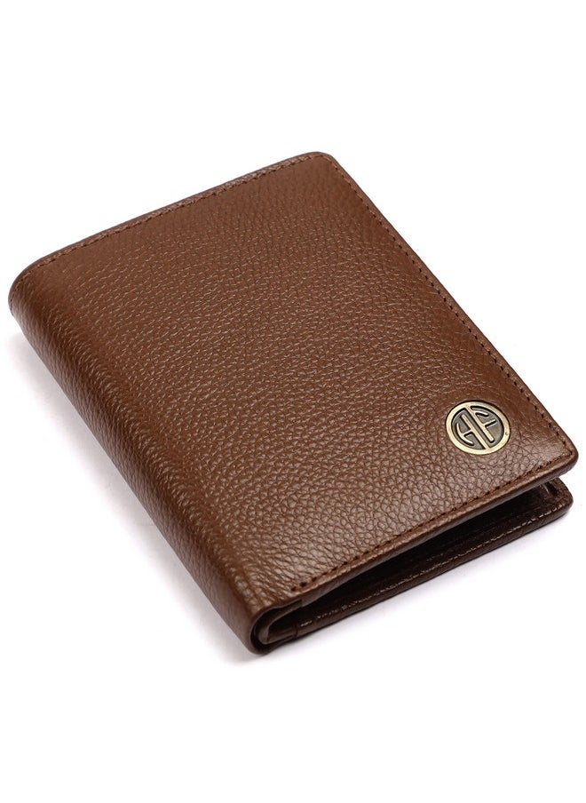 HAMMONDS FLYCATCHER Genuine Leather Wallet for Men, RFID Protected Leather Purse for Men, Money Purse for Men, Bi-Fold Wallet, 4 Card Slots, 3 ID Slots, Coin Pocket, Metal Snap Button - Brushwood