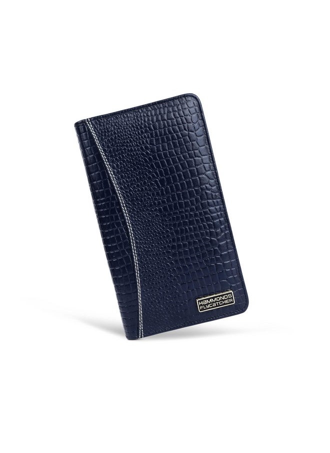 HAMMONDS FLYCATCHER Genuine Leather Passport Cover, Passport Holder for Men and Women - Travel Accessories Document Organizer, RFID Protected Passport Wallet with Card Slots for Trips - Croc Blue