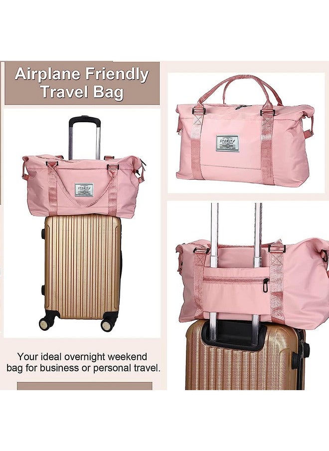Storite Nylon 44 Cm Imported Travel Duffel Bag for Women, Sports Gym Tote Style Travel Overnight bag with wet pocket Waterproof Luggage Bag (Pink,44x14x32cm)