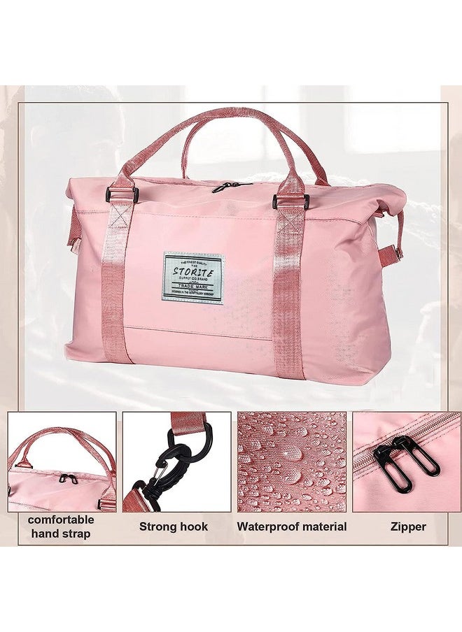 Storite Nylon 44 Cm Imported Travel Duffel Bag for Women, Sports Gym Tote Style Travel Overnight bag with wet pocket Waterproof Luggage Bag (Pink,44x14x32cm)