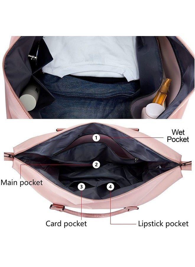 Storite Nylon 44 Cm Imported Travel Duffel Bag for Women, Sports Gym Tote Style Travel Overnight bag with wet pocket Waterproof Luggage Bag (Pink,44x14x32cm)