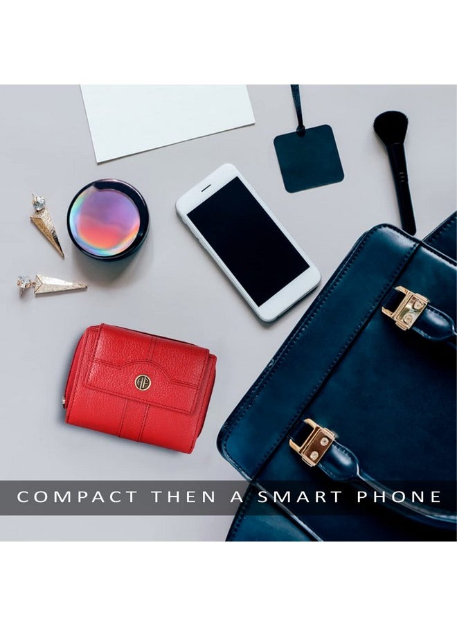 HAMMONDS FLYCATCHER Wallet for Women - Genuine Leather Ladies Wallet - Red - 14 Card Slots - RFID Protection - 3 ID Card Slots - Women's Wallet - Button Closure -Hand Wallet - Daily Use, Money Purse