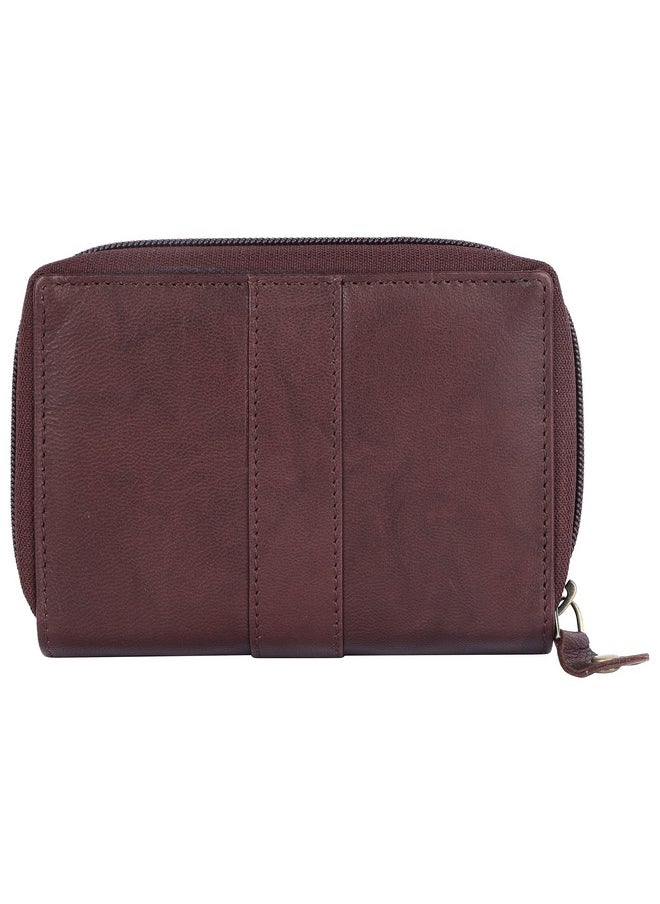 HAMMONDS FLYCATCHER wallet for women - Genuine Leather Ladies Wallet - Antique Brown - 14 Card Slots - RFID Protection - 3 ID Card Slots - Women's Wallet - Button Closure -Daily Use, Women Money Purse