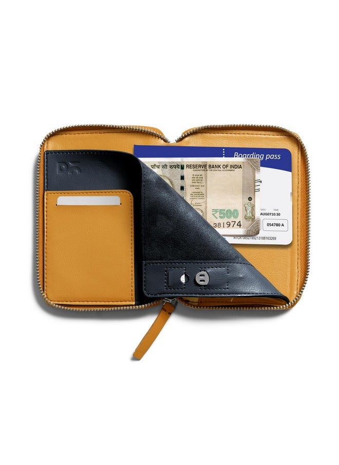 DailyObjects Check-In Travel Passport Wallet Cover for Men and Women | Passport Cover with Zip Around Closure made of Vegan Leather | Passport Holder with Credit Debit Card Slots - Yellow