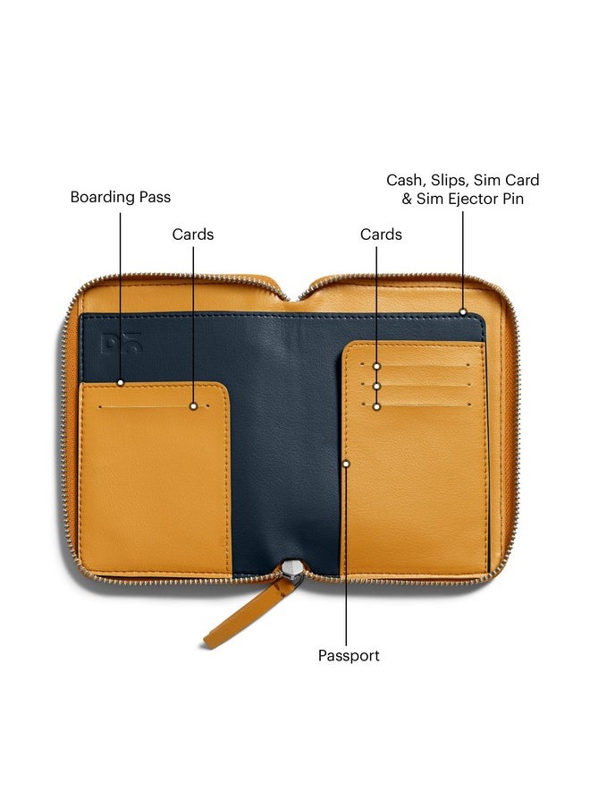 DailyObjects Check-In Travel Passport Wallet Cover for Men and Women | Passport Cover with Zip Around Closure made of Vegan Leather | Passport Holder with Credit Debit Card Slots - Yellow