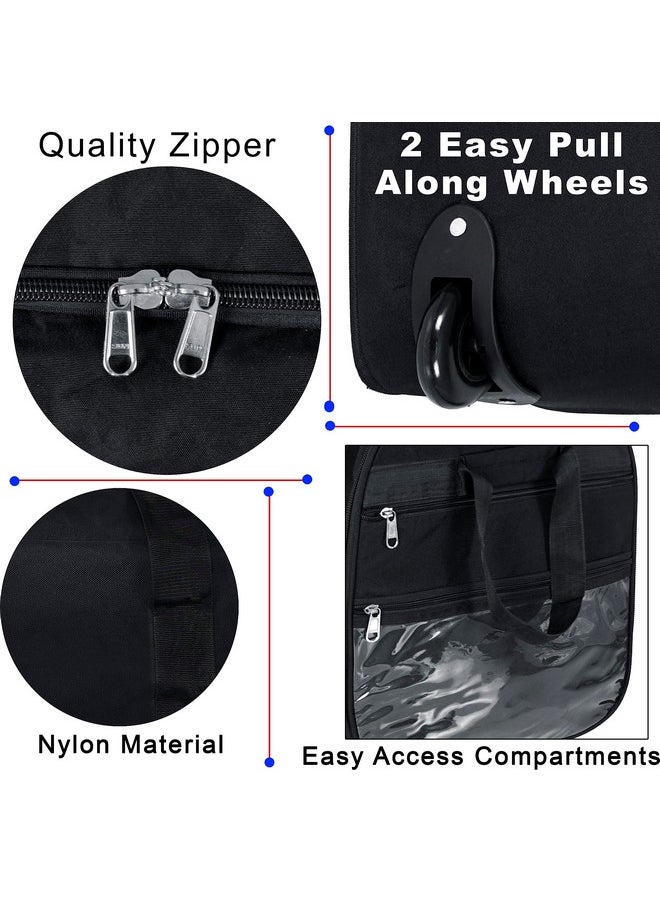 Storite Nylon 83 Cm Extra Large Strong Travel Duffle Bag, Luggage Bag Covertible Backpack Trolley Duffel Storage Bag with 2 Wheels & Pull Handle - (Black.83x36cm)