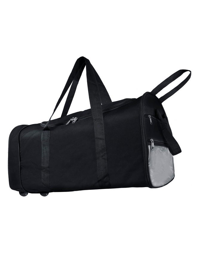 Storite Nylon 83 Cm Extra Large Strong Travel Duffle Bag, Luggage Bag Covertible Backpack Trolley Duffel Storage Bag with 2 Wheels & Pull Handle - (Black.83x36cm)