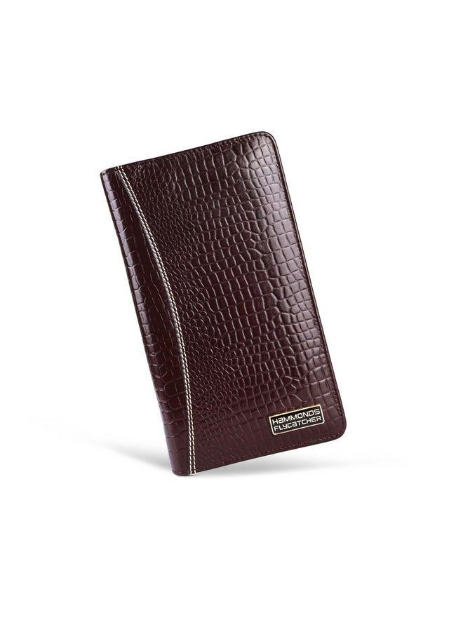 HAMMONDS FLYCATCHER Genuine Leather Passport Cover, Passport Holder for Men and Women - Travel Accessories Document Organizer, RFID Protected Passport Wallet with Card Slots for Trips - Croc Brown