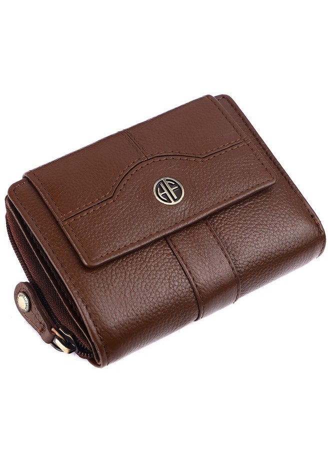 HAMMONDS FLYCATCHER wallet for women -Genuine Leather Ladies Wallet -Brushwood - 14 Card Slots - RFID Protection - 3 ID Card Slots - Women's Wallet -Button Closure -Hand Wallet- Daily Use, Money Purse