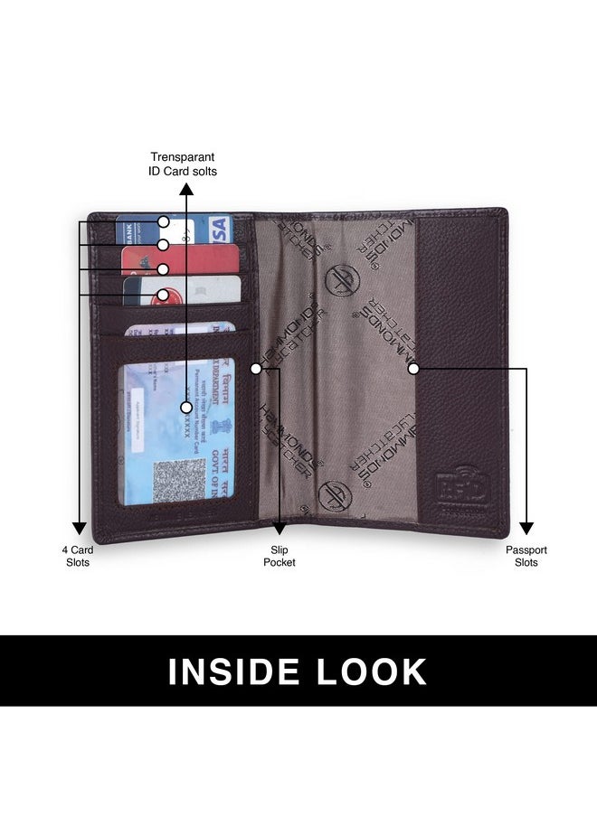 HAMMONDS FLYCATCHER Genuine Leather Passport Cover, Passport Holder for Men and Women - Travel Accessories Document Organizer, RFID Protected Passport Wallet with Card Slots for Trips - Croc Brown