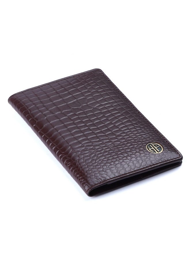 HAMMONDS FLYCATCHER Genuine Leather Passport Cover, Passport Holder for Men and Women - Travel Accessories Document Organizer, RFID Protected Passport Wallet with Card Slots for Trips - Croc Brown