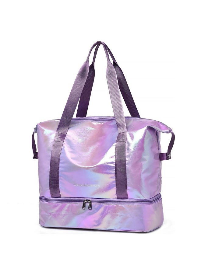 Storite Nylon 40 Cms Imported Foldable Travel Duffle Bag for Women, Expanded Lightweight Waterproof Carry Weekender Overnight Luggage Bag (Purple)