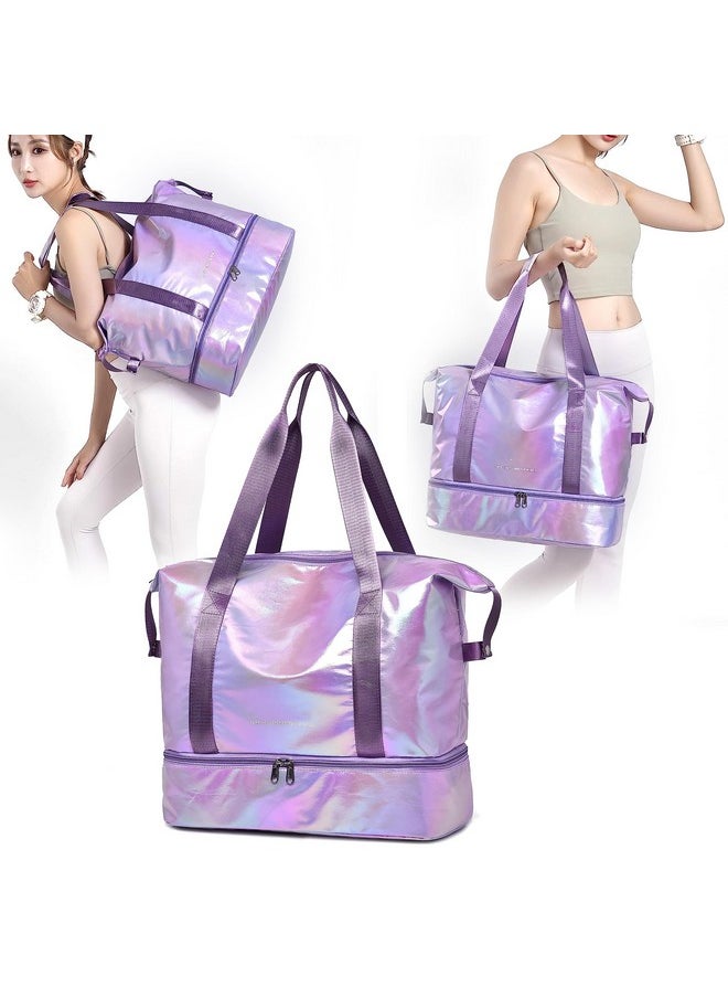 Storite Nylon 40 Cms Imported Foldable Travel Duffle Bag for Women, Expanded Lightweight Waterproof Carry Weekender Overnight Luggage Bag (Purple)