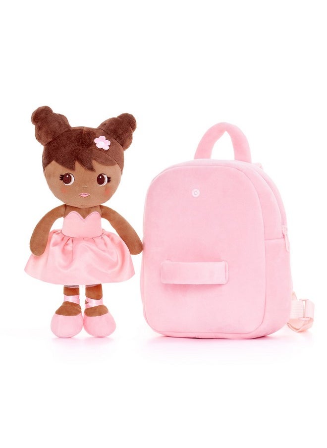 Lazada Toddler Backpack Girls Backpack with Doll Toddler Toys Plush Backpack Baby Girls Gifts Rag Dolls Brown Pink 9.5“