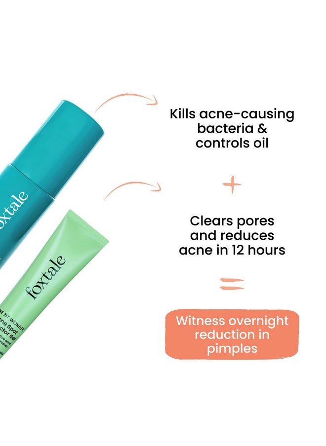 Foxtale Overnight Acne Reduction | Acne Control Cleanser 100 ml + Acne Spot Corrector Gel 15ml