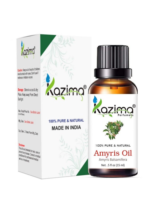 KAZIMA Amyris Essential Oil - 100% Pure Natural & Undiluted For Skin care & Hair care (15ml)