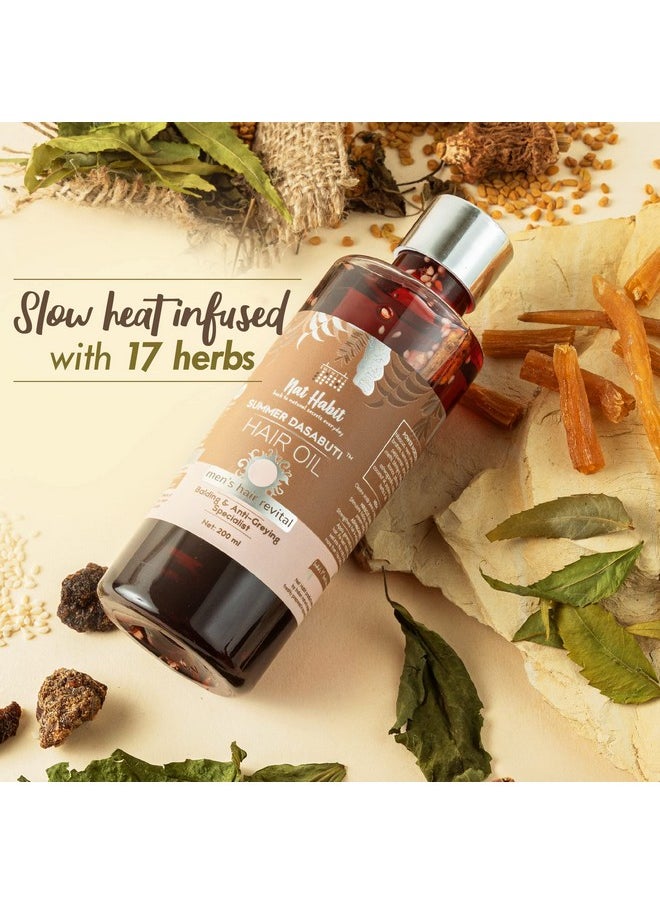 Nat Habit - Back To Natural Secrets Everyday Men's Revital Summer Dasabuti Hair Oil for Hairfall, Dandruff Control with 16 Herbs Soaked, Castor, Coconut -100 ml
