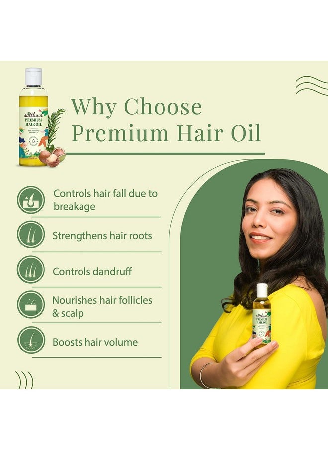 Premium Hair Oil For Strong, Long & Thick Hair | Controls Hair Fall | Infused With Jojoba Oil, Rosemary Oil, Vitamin E & 6 Other Oils | Women & Men - 100Ml
