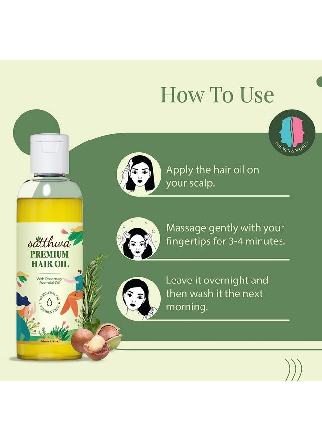 Premium Hair Oil For Strong, Long & Thick Hair | Controls Hair Fall | Infused With Jojoba Oil, Rosemary Oil, Vitamin E & 6 Other Oils | Women & Men - 100Ml
