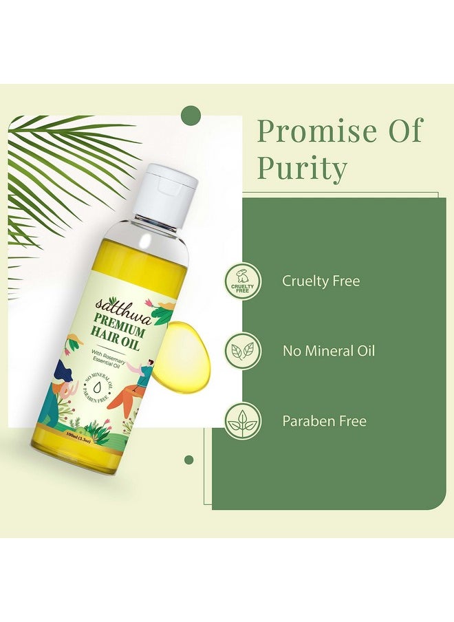 Premium Hair Oil For Strong, Long & Thick Hair | Controls Hair Fall | Infused With Jojoba Oil, Rosemary Oil, Vitamin E & 6 Other Oils | Women & Men - 100Ml