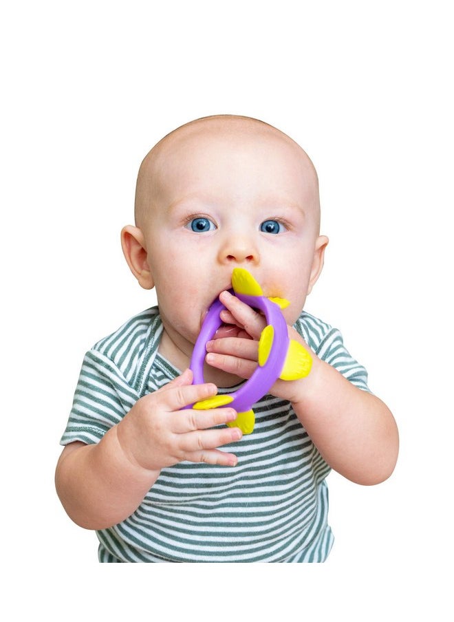 Smily Mia Norman The Dinosaur Pink Soft & Durable Silicone Teether Toy/Gum Massager/Teething Bracelet for 3M+ Babies.